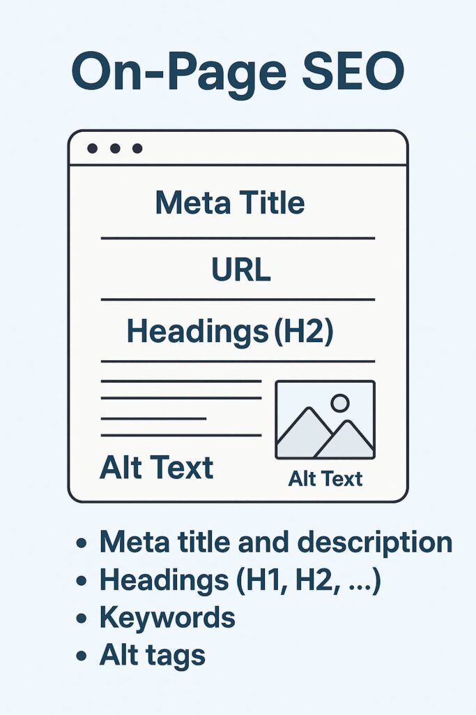 Image of main characteristics of on page SEO