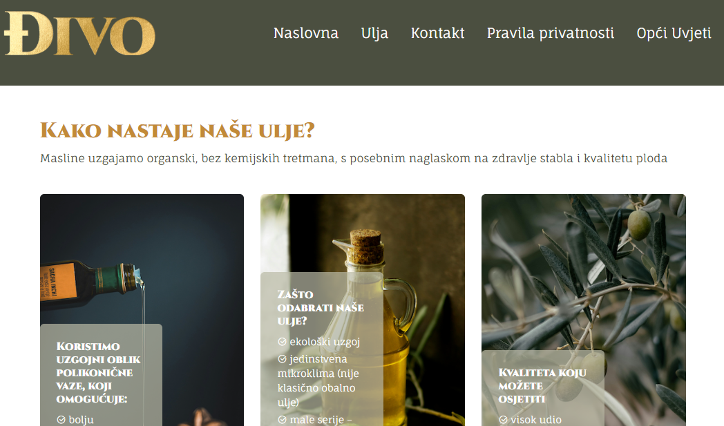 Izrada web stranice za ulja Sutić