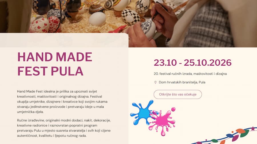 Izrada web stranice za Hand Made Fest Pula